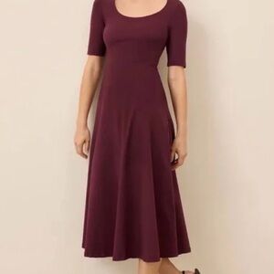green emerald velvet dress Pact Women's Fit & Flare Scoop Midi Dress Black, X-Small at Amazon Women's  Clothing store